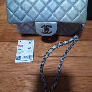 Chanel Metallic Silver Quilted Mini Bag